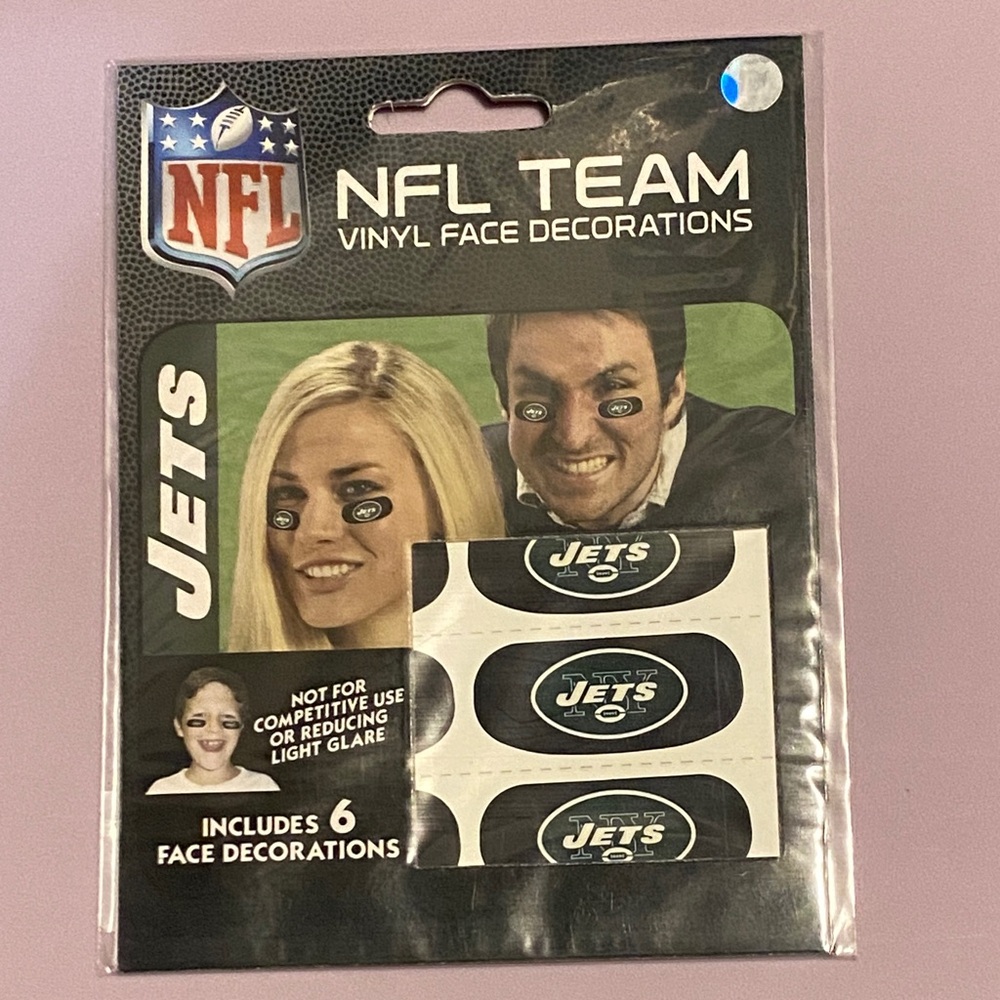 New York Jets Football Face Decorations - Black and White